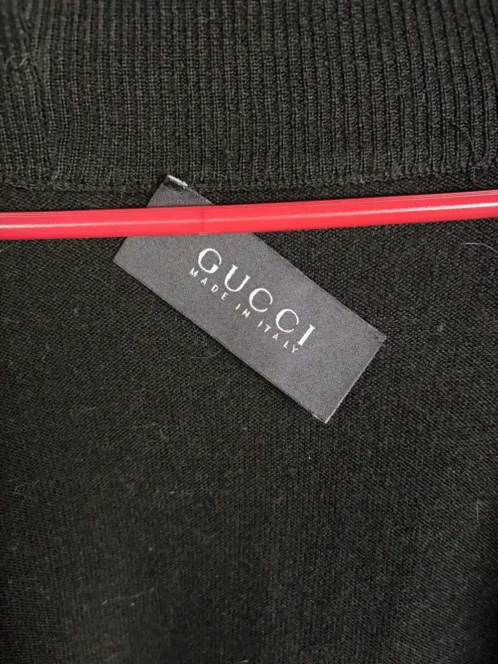 Gucci Men's Black Wool Button-Front Cardigan with Signature Web Trim